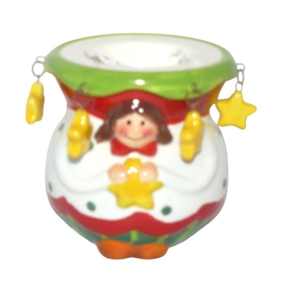 Christmas Ceramic Angel Candle Holder with Dangling Stars NWT - Picture 1 of 3